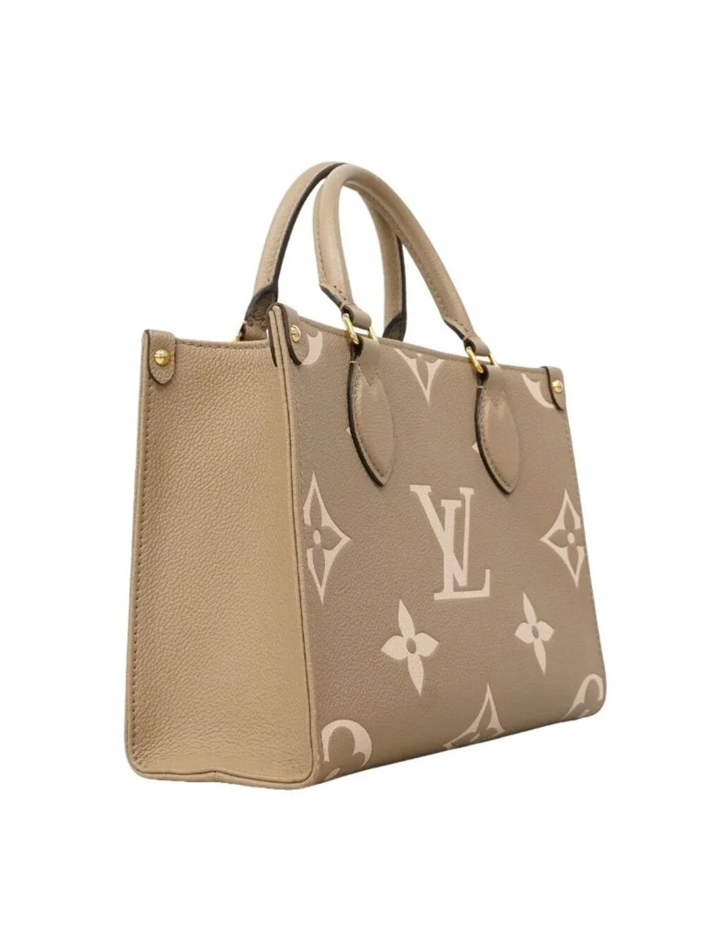 Louis Vuitton Handbag Monogram Empreinte Bicolor On The Go PM Tourtorail Cream